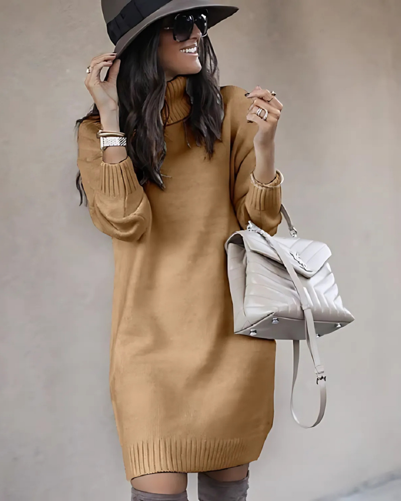Ribbed Knit Relaxed Slim Fit Mini Dress 