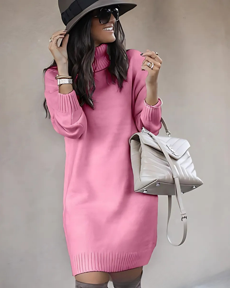Ribbed Knit Relaxed Slim Fit Mini Dress 