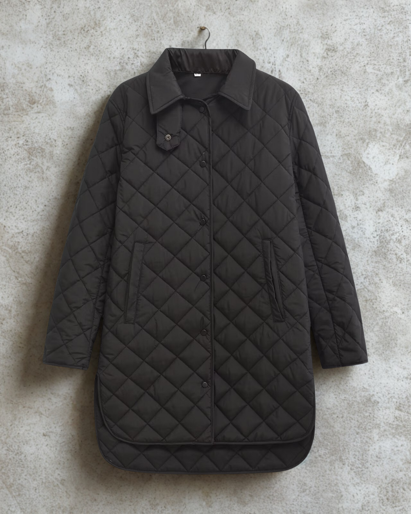 Quilted Diamond Pattern Relaxed Fit Jacket 