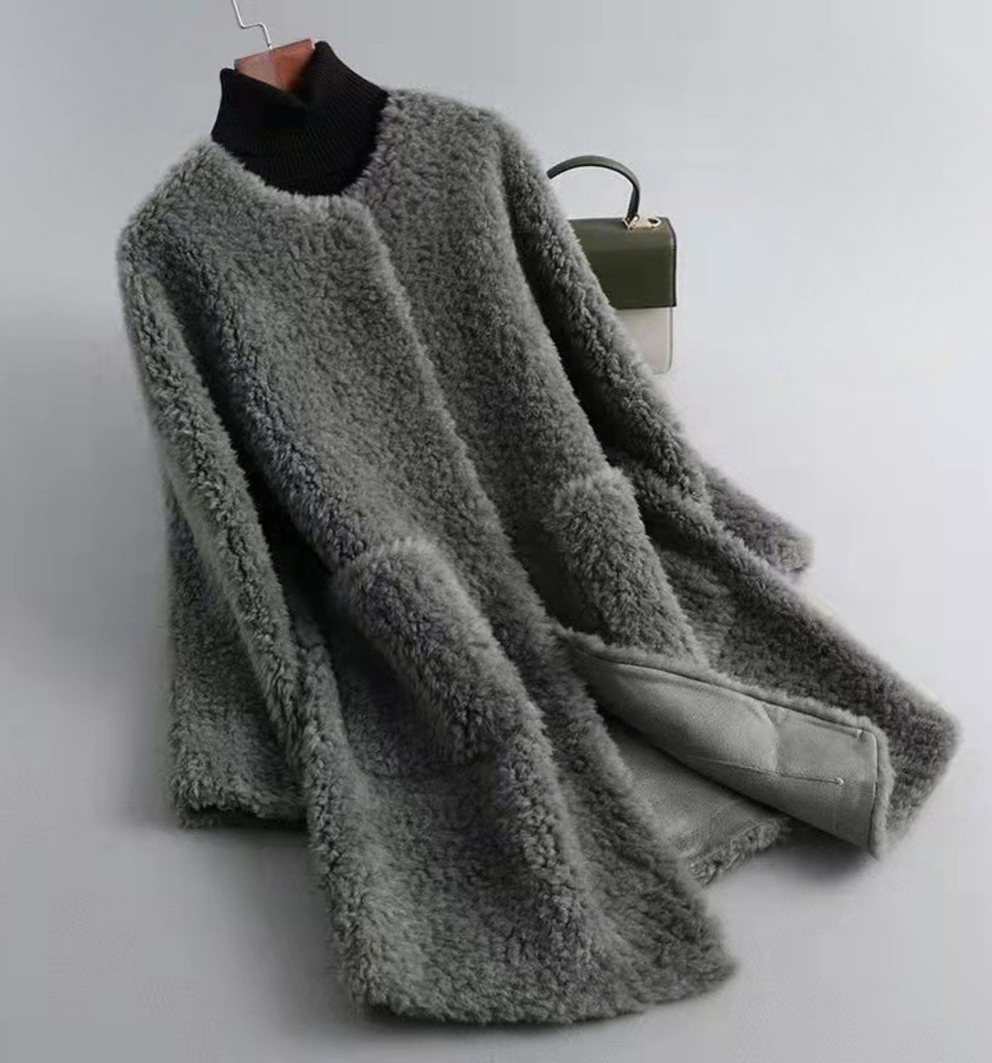 Faux Fur Relaxed Fit Open Front Coat