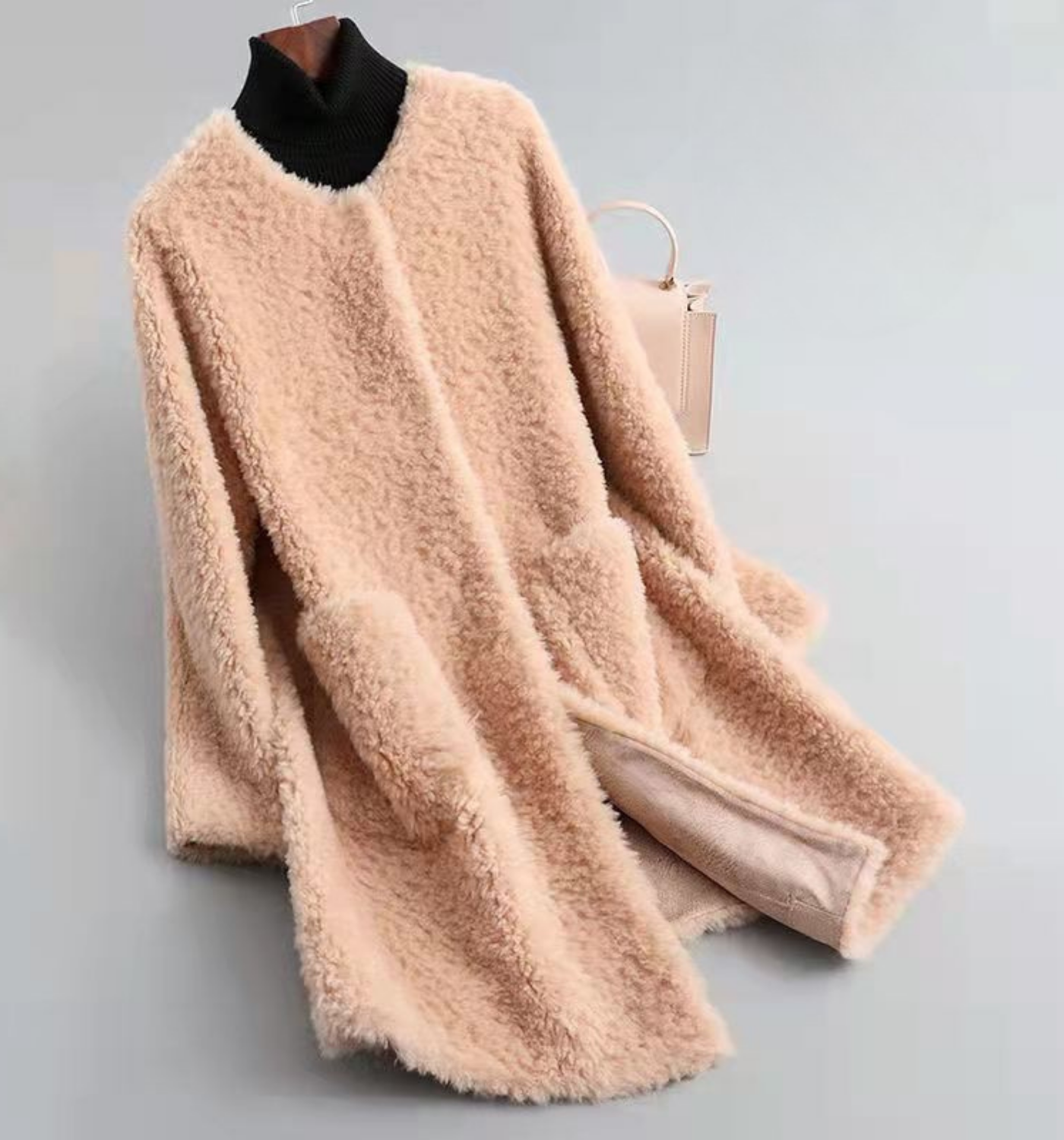 Women’s Coat - Faux Fur - Mid Length - Relaxed Fit - Open Front