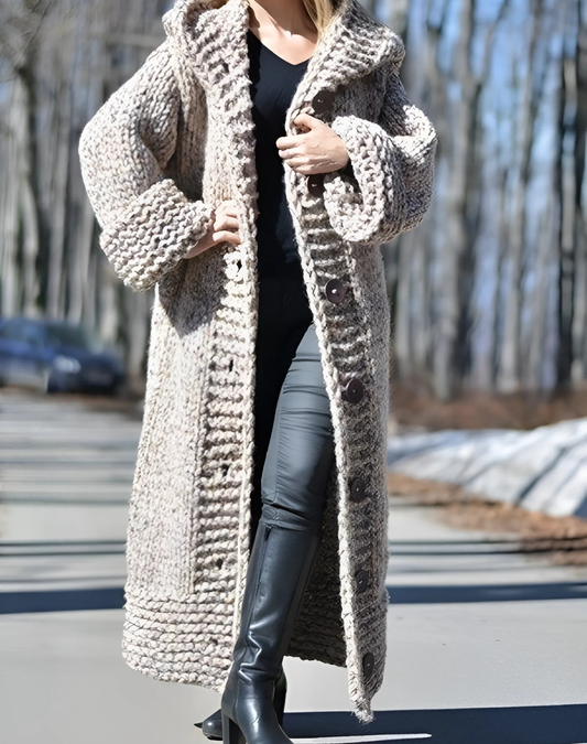 Knit Hooded Maxi Cardigan
