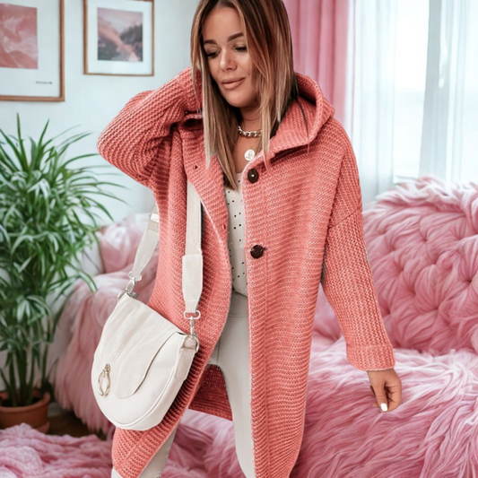 Chunky Knit Loose Fit Hooded Cardigan Sweater 