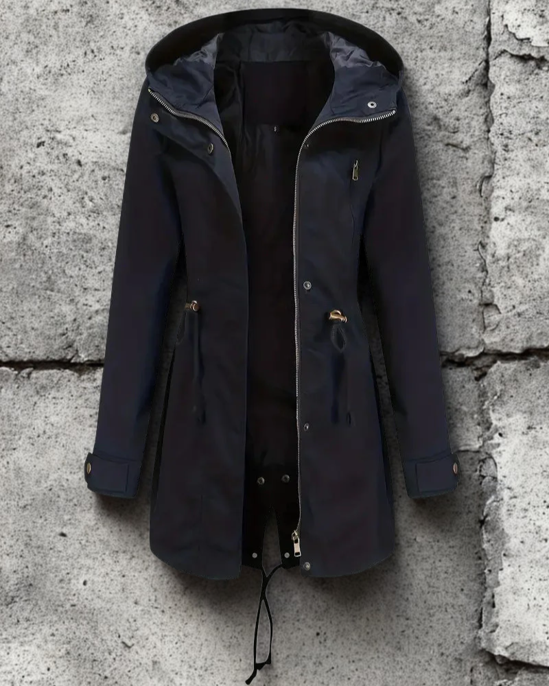 Cotton Blend Loose Fit Hooded Coat 