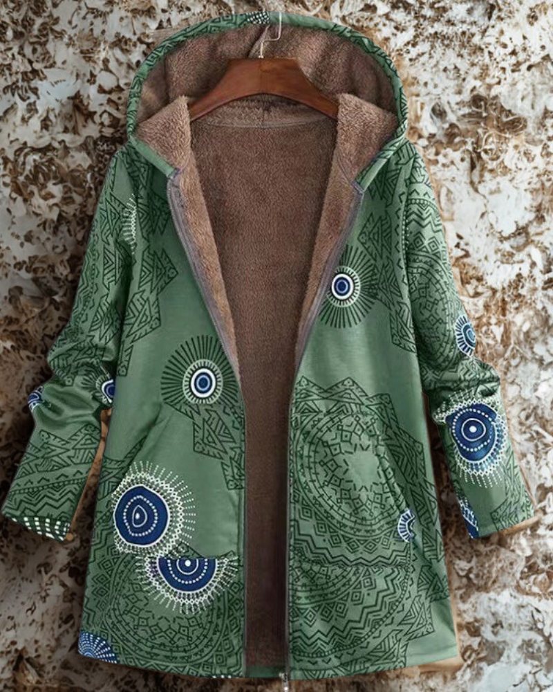 Woven Shell Full-Zip Hooded Mid-Thigh Jacket