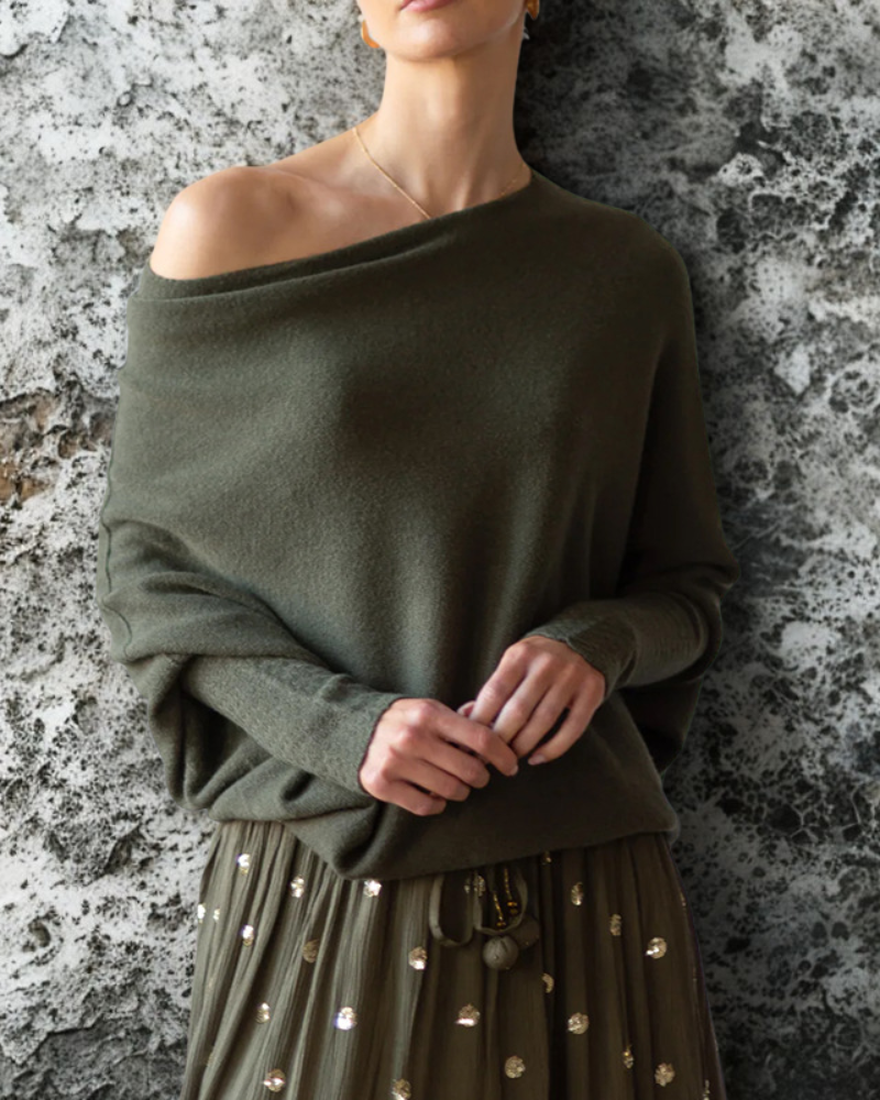 Knitted Texture Off-the-Shoulder Oversized Top 