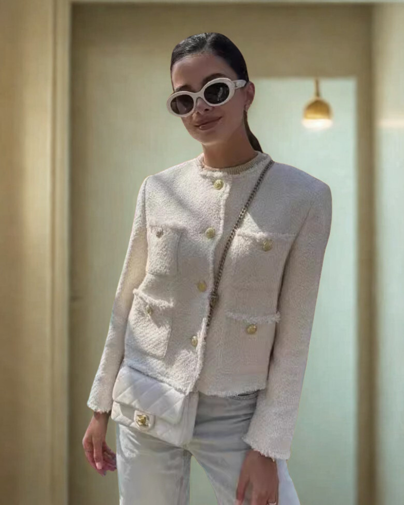 Textured Tailored Fit Cropped Jacket 