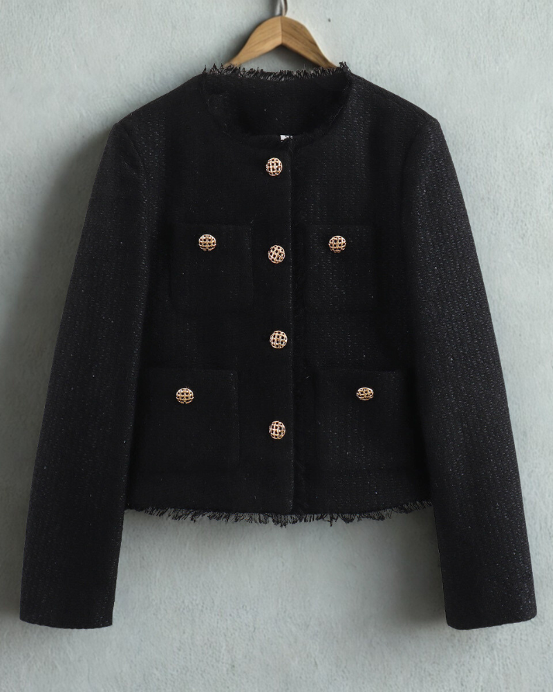 Textured Tailored Fit Cropped Jacket 