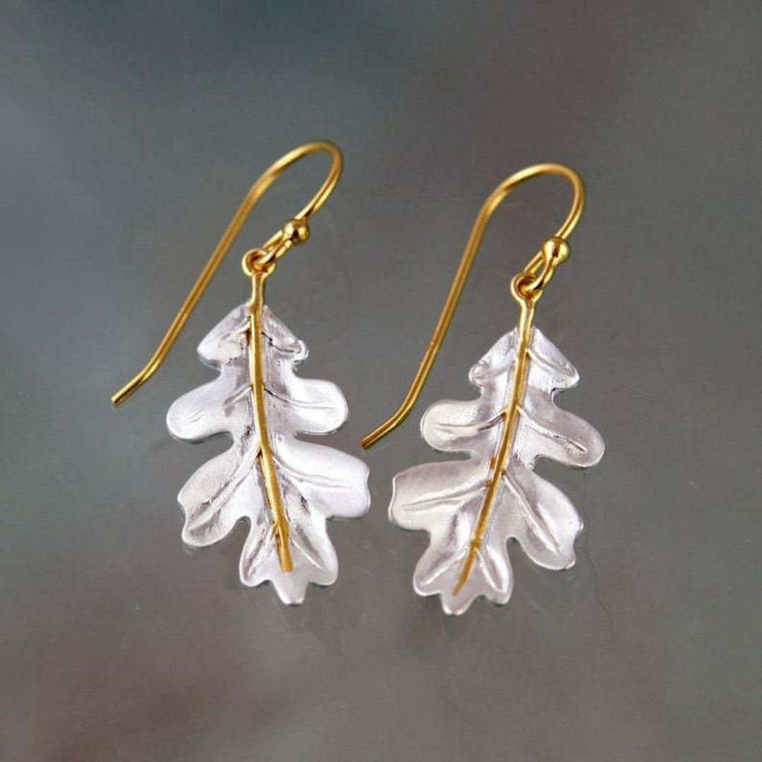 Boho earrings with white leaves