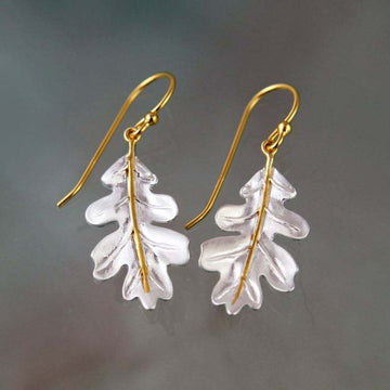 Boho earrings with white leaves