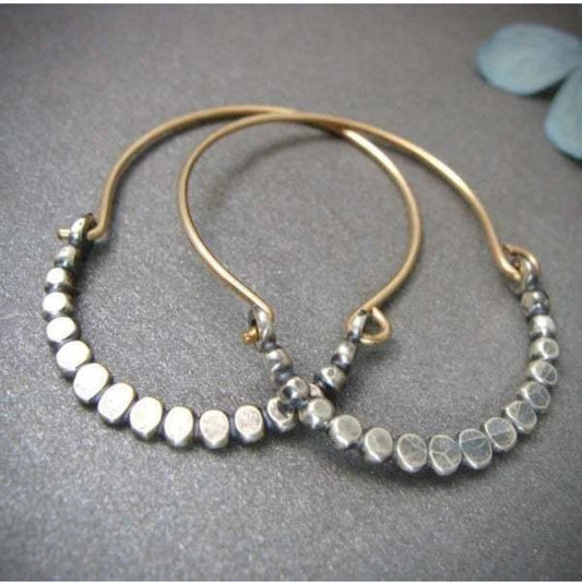 Textured Beaded Lightweight Hoop Earrings
