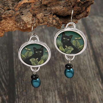 Unique handmade design cat earrings