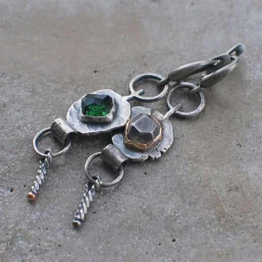 Handcrafted Mixed Metal Gemstone Dangle Earrings