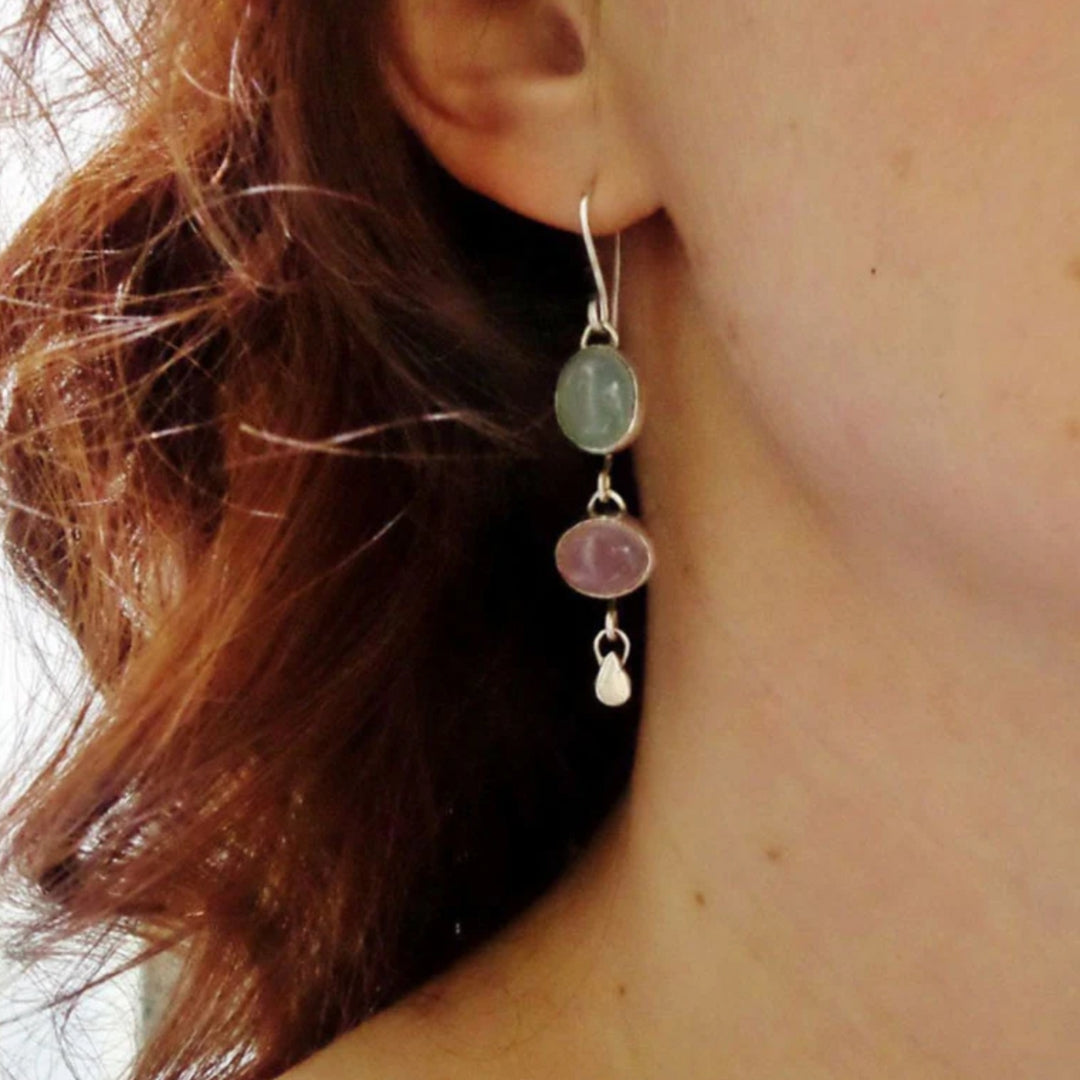 Boho two color crystal earrings