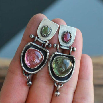 Two color boho crystal earrings