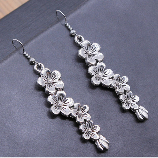Floral Motif Cascading Drop Earrings