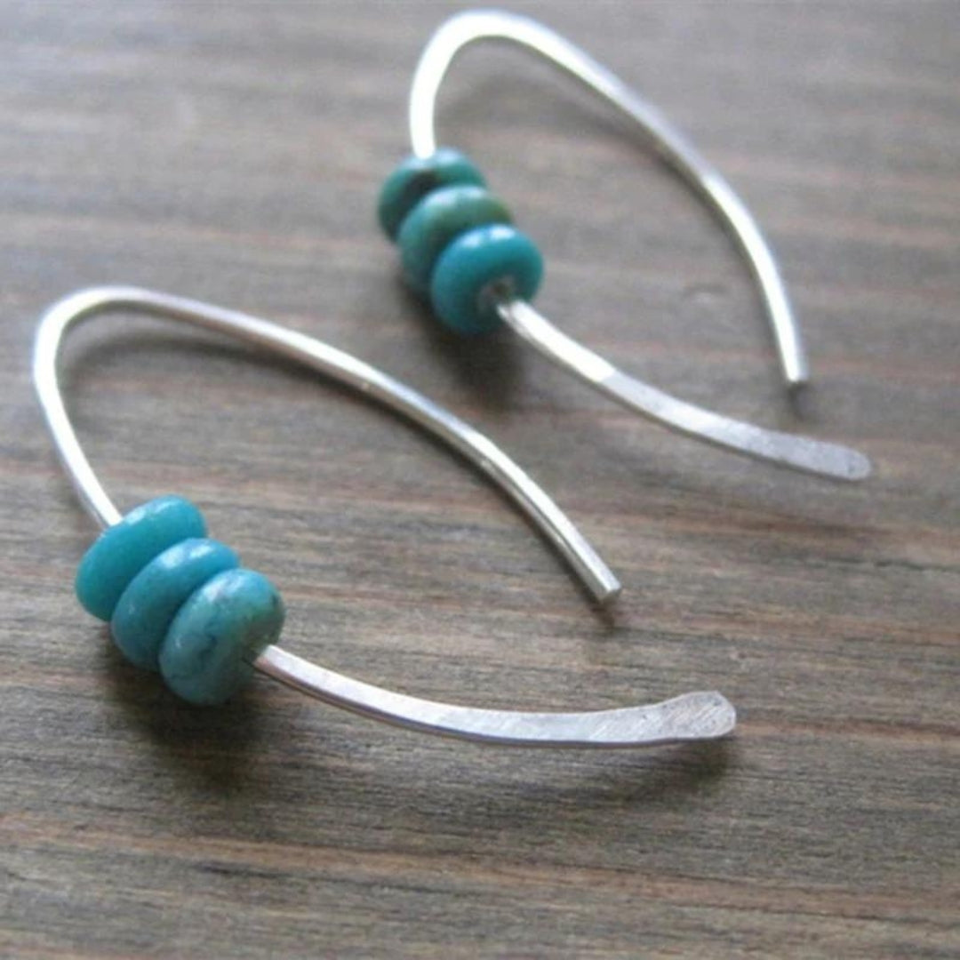 Triple ball turquoise earrings