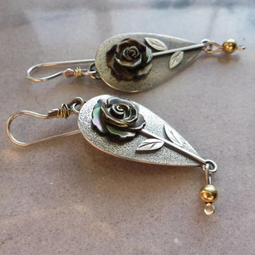 Unique boho rose earrings