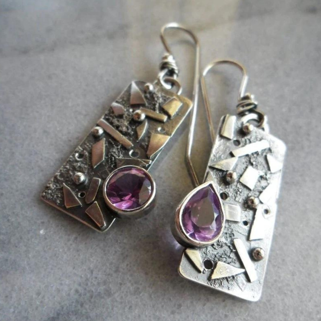 Amethyst boho earrings