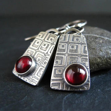 Boho earrings with ruby