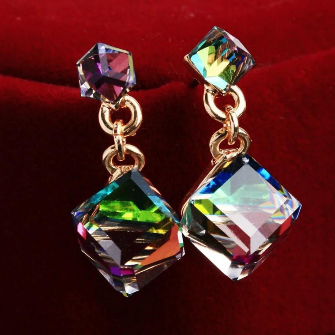 Radiant multicolor crystal hoop earrings