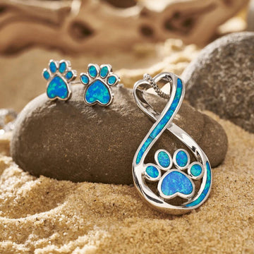 Oceanic paw necklace and earrings set