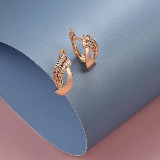 Curved Cubic Zirconia Statement Earrings