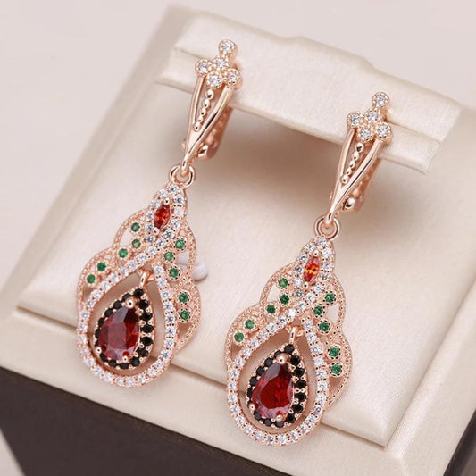 Mandala Red Detailed Drop Earrings