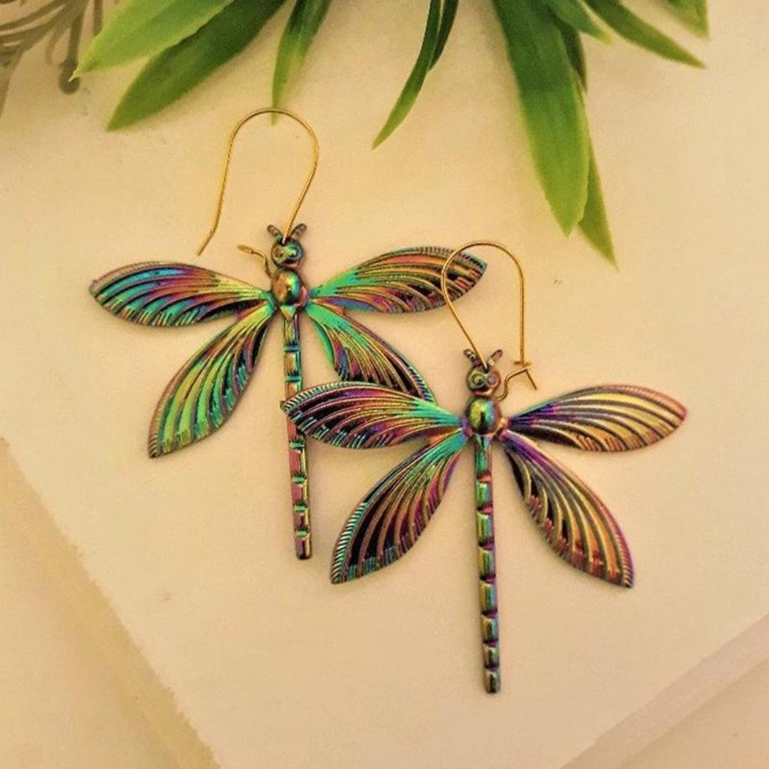 Multicolour dragonfly earrings