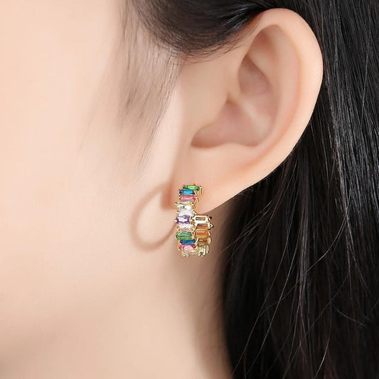 Multicolored Zirconia Stud Earrings