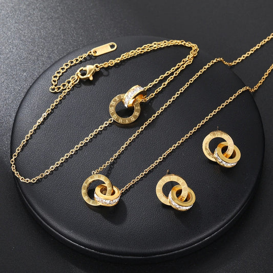 Roman Hoop Earrings and Necklace Set