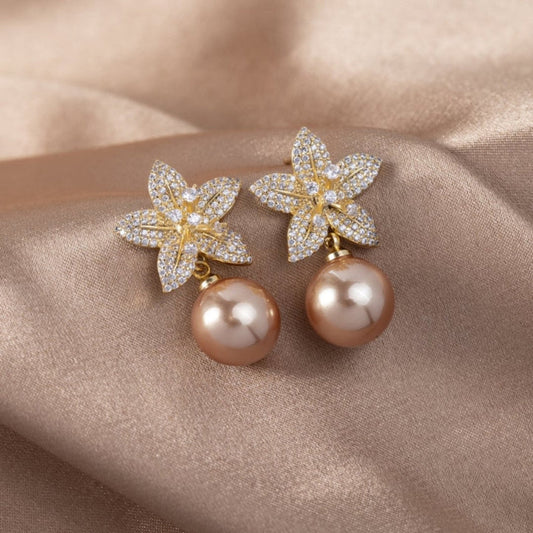 Sparkling Floral Dangle Drop Earrings