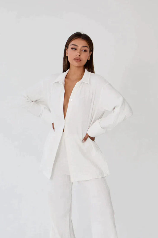 Relaxed Fit Cotton Button-Down Set