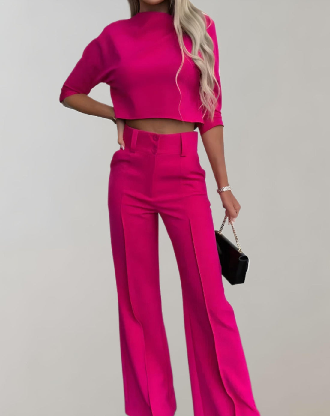 Women's short sleeve top & wide leg pants set