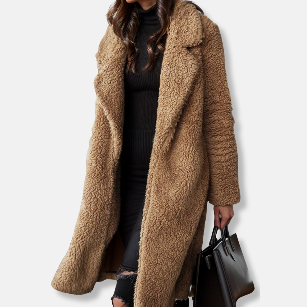 Plush Textured Relaxed Fit Trench Coat 