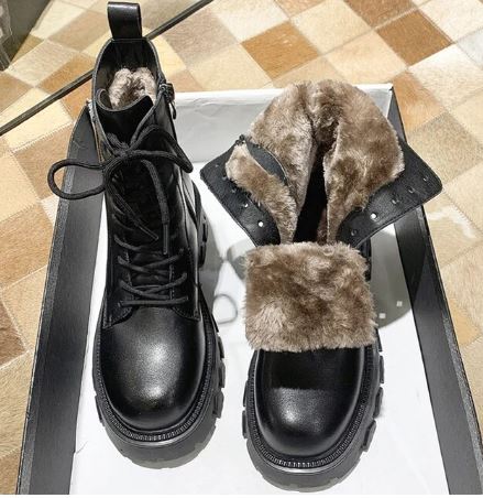 Fleece Cotton Platform Winter Booties