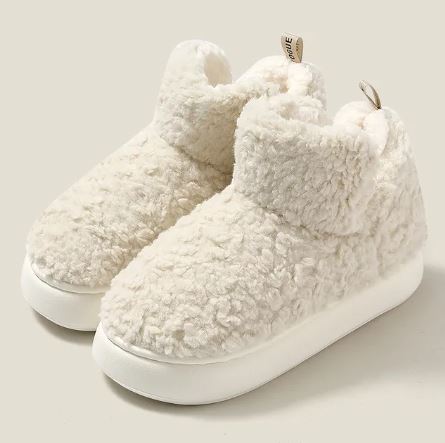 Faux Shearling Plush Lined High-Top Slippers