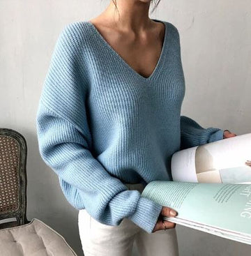 Women's v- neck loose sweater