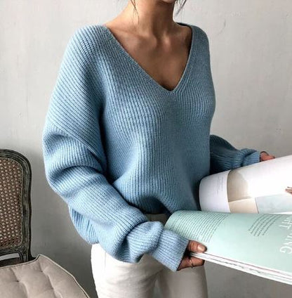 Women's v- neck loose sweater