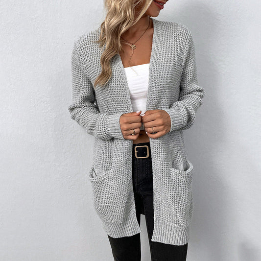 Chunky Knit Open-Front Cardigan With Pockets
