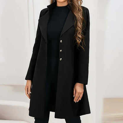 Women’s Wool Coat – Slim Fit – Mid-Length – Double-Breasted – Notched Lapel Collar