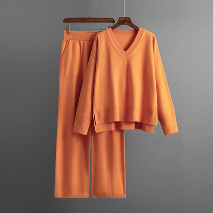 Women's autumn winter loose casual sweater pullover two-piece suit