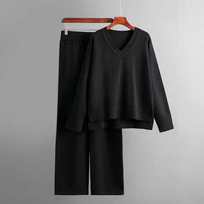 Women's autumn winter loose casual sweater pullover two-piece suit