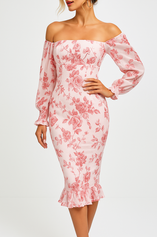 Elastic Waist Midi Dress