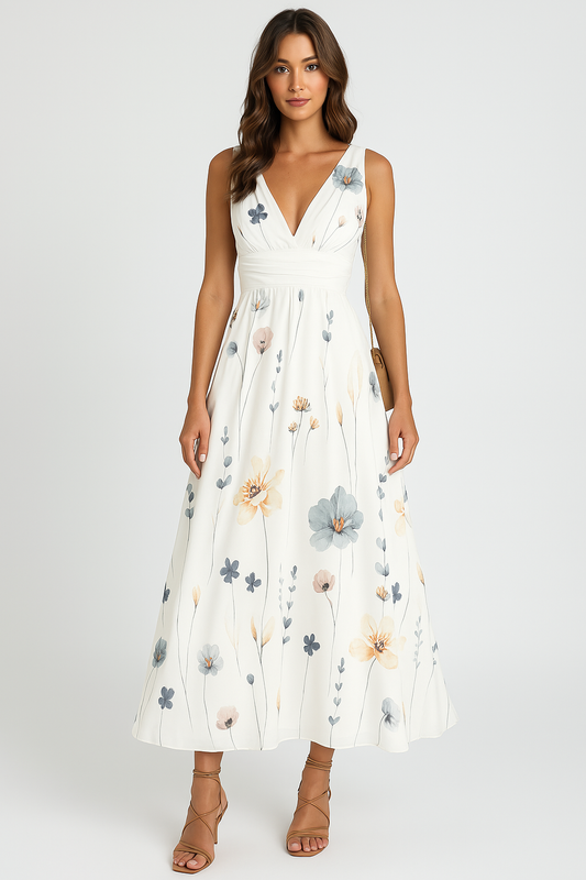 Floral Print Flowy Maxi Dress