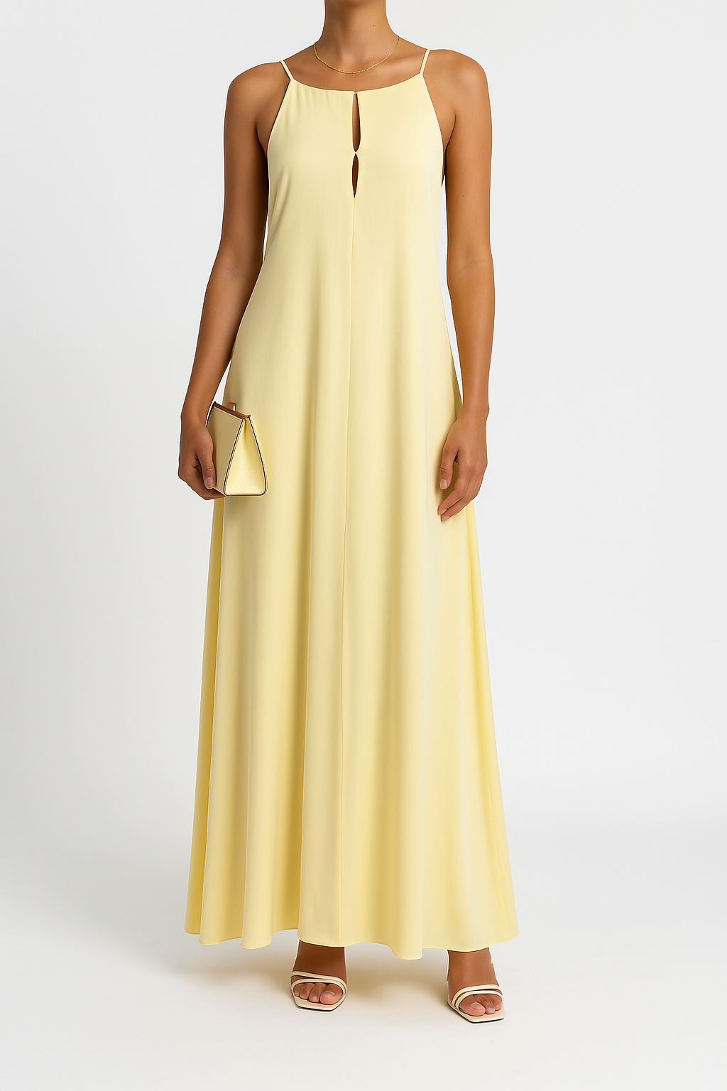 Women's Slip Dress - Satin Silk Feel - Spaghetti Straps - Backless Floor-Length Elegant