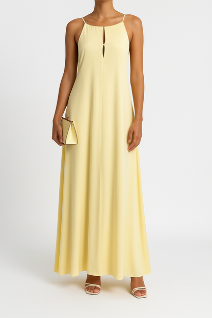 Women's Slip Dress - Satin Silk Feel - Spaghetti Straps - Backless Floor-Length Elegant