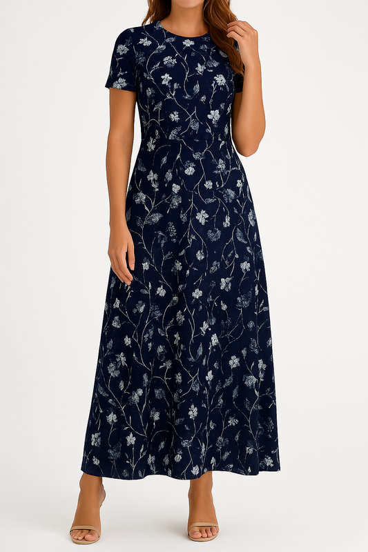 Floral Print Flowy A-Line Midi Dress
