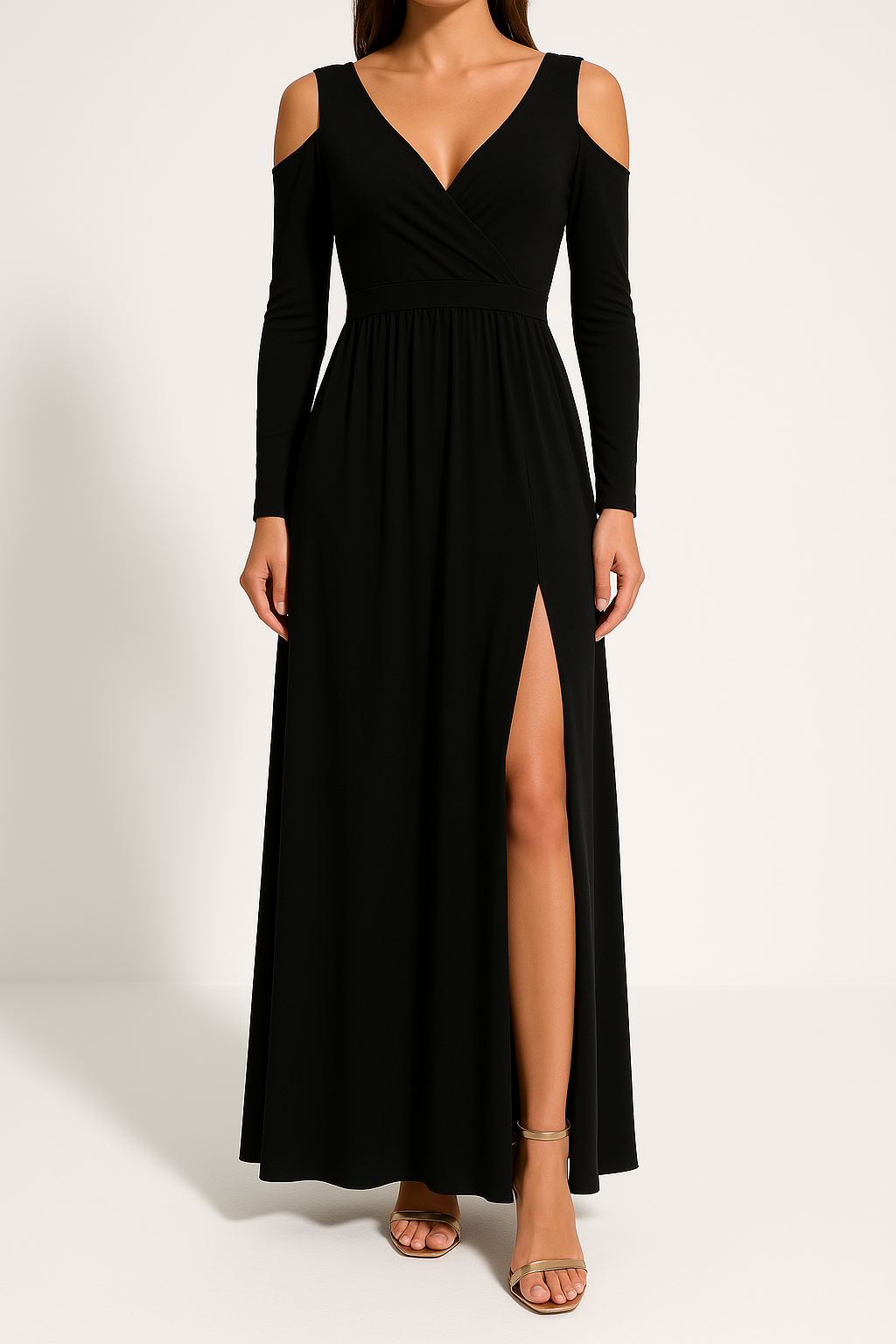Elegant Wrap High Slit Long Dress