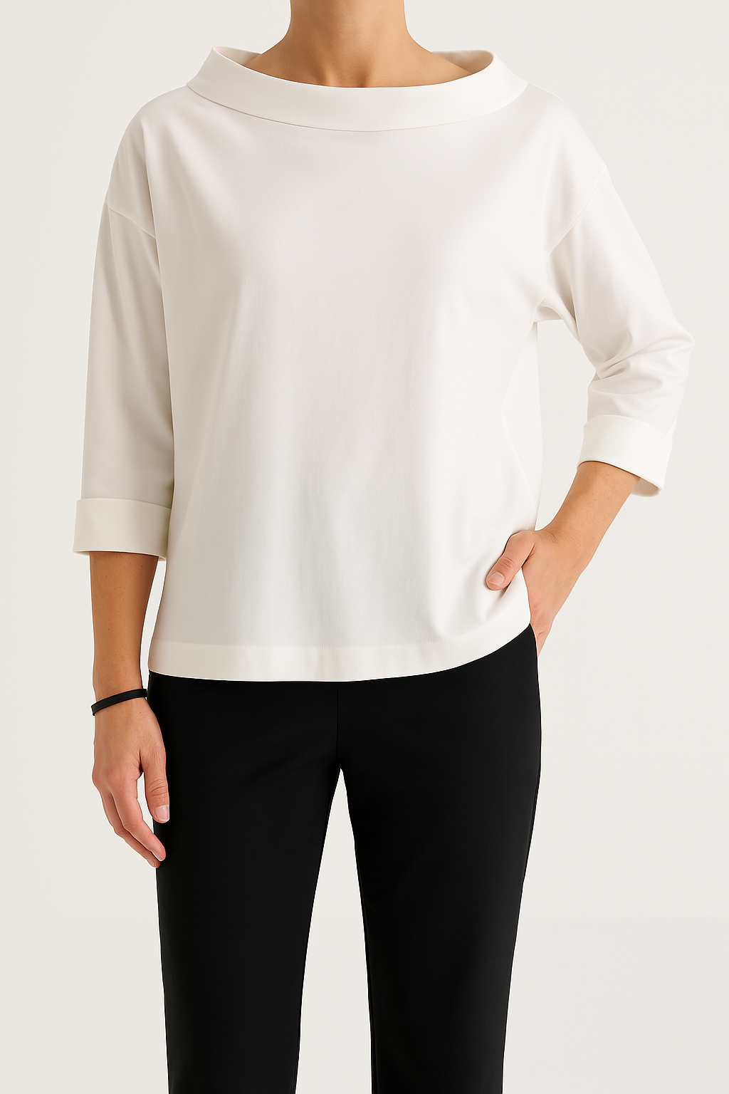 Women's solid color long sleeve high neck top